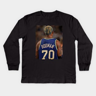 Rodman New Hairstyle Blue Kids Long Sleeve T-Shirt